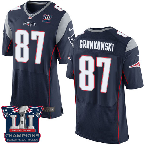 Nike Patriots 87 Rob Gronkowski Navy 2017 Super Bowl LI Champions Elite Jersey