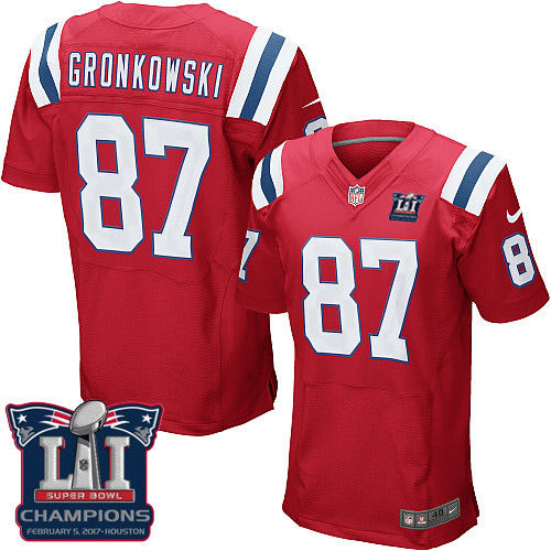 Nike Patriots 87 Rob Gronkowski Red 2017 Super Bowl LI Champions Elite Jersey