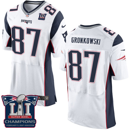 Nike Patriots 87 Rob Gronkowski White 2017 Super Bowl LI Champions Elite Jersey
