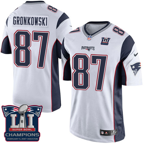 Nike Patriots 87 Rob Gronkowski White 2017 Super Bowl LI Champions Youth Game Jersey