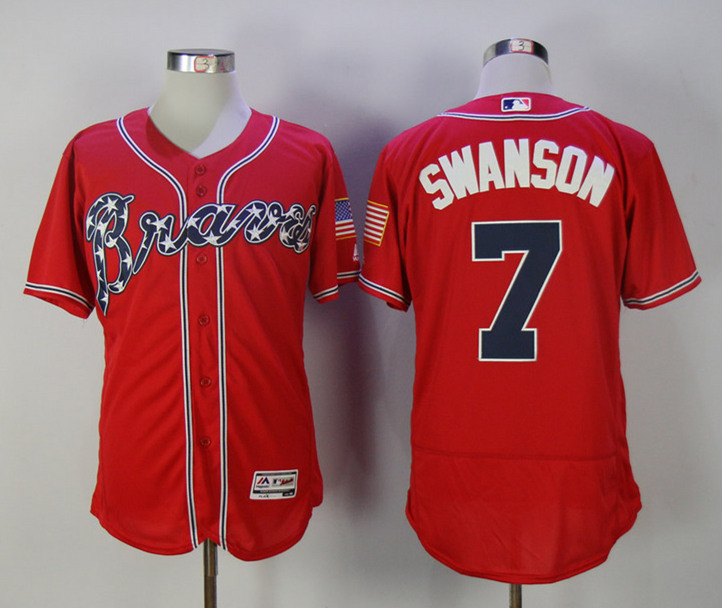 Braves 7 Dansby Swanson Red Flexbase Jersey