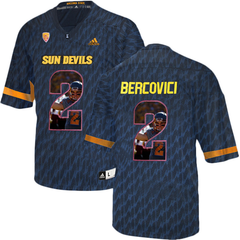 Arizona State Sun Devils 2 Mike Bercovici Black Team Logo Print College Football Jersey