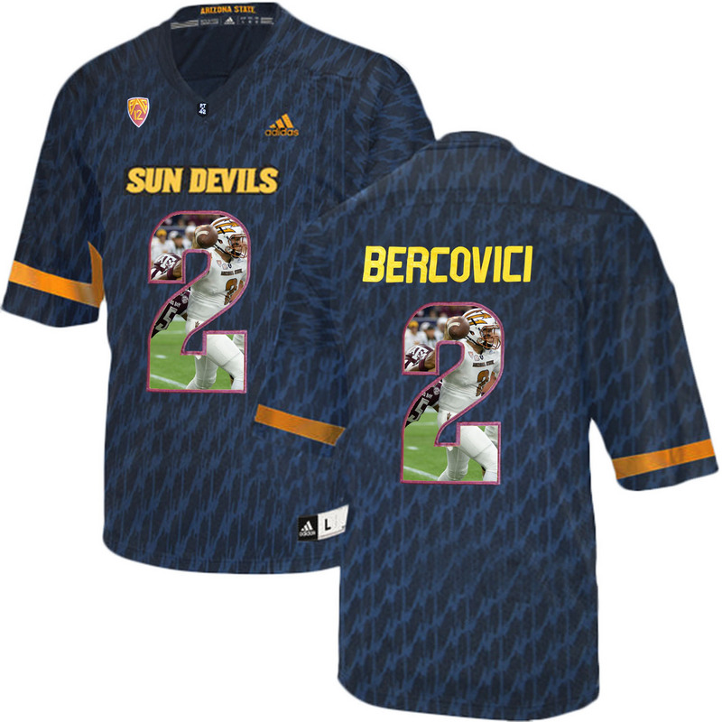 Arizona State Sun Devils 2 Mike Bercovici Black Team Logo Print College Football Jersey13