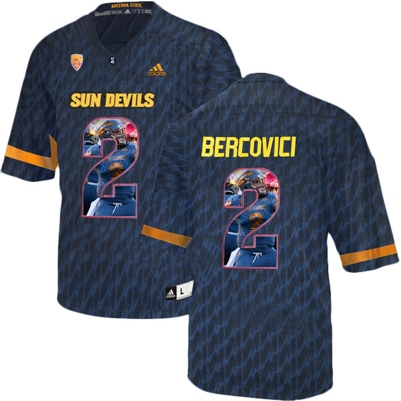 Arizona State Sun Devils 2 Mike Bercovici Black Team Logo Print College Football Jersey14