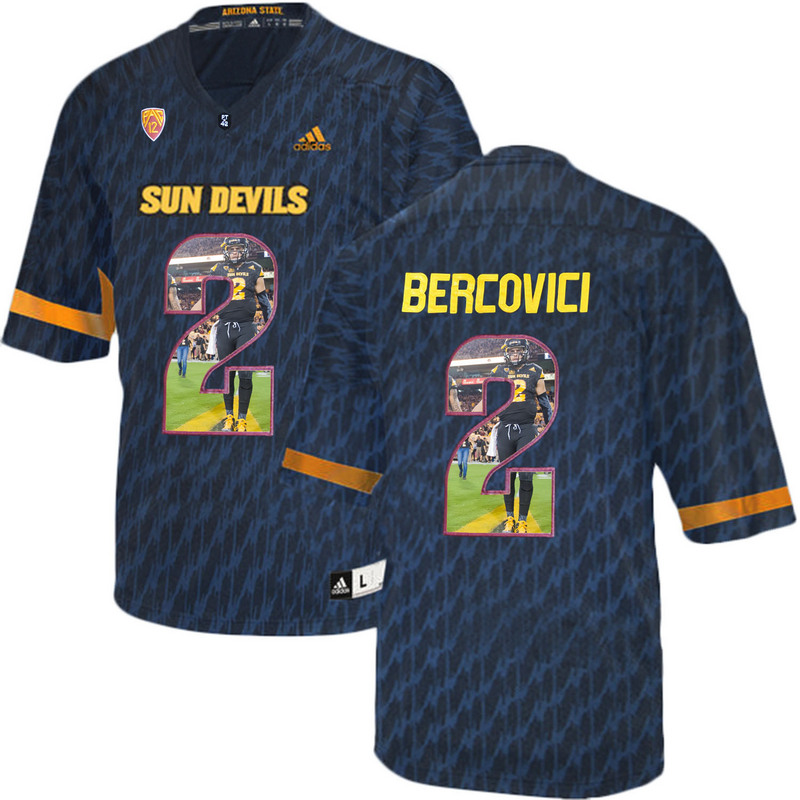 Arizona State Sun Devils 2 Mike Bercovici Black Team Logo Print College Football Jersey2