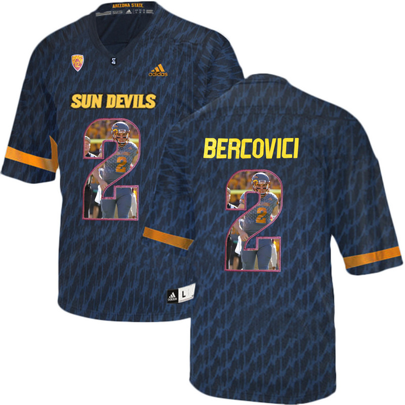 Arizona State Sun Devils 2 Mike Bercovici Black Team Logo Print College Football Jersey3