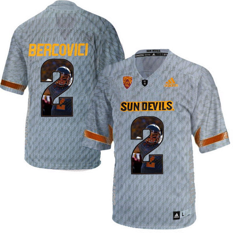 Arizona State Sun Devils 2 Mike Bercovici Gray Team Logo Print College Football Jersey - Click Image to Close