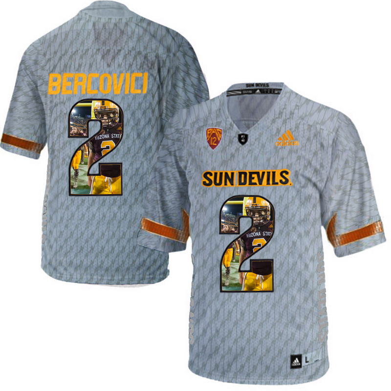 Arizona State Sun Devils 2 Mike Bercovici Gray Team Logo Print College Football Jersey10 - Click Image to Close