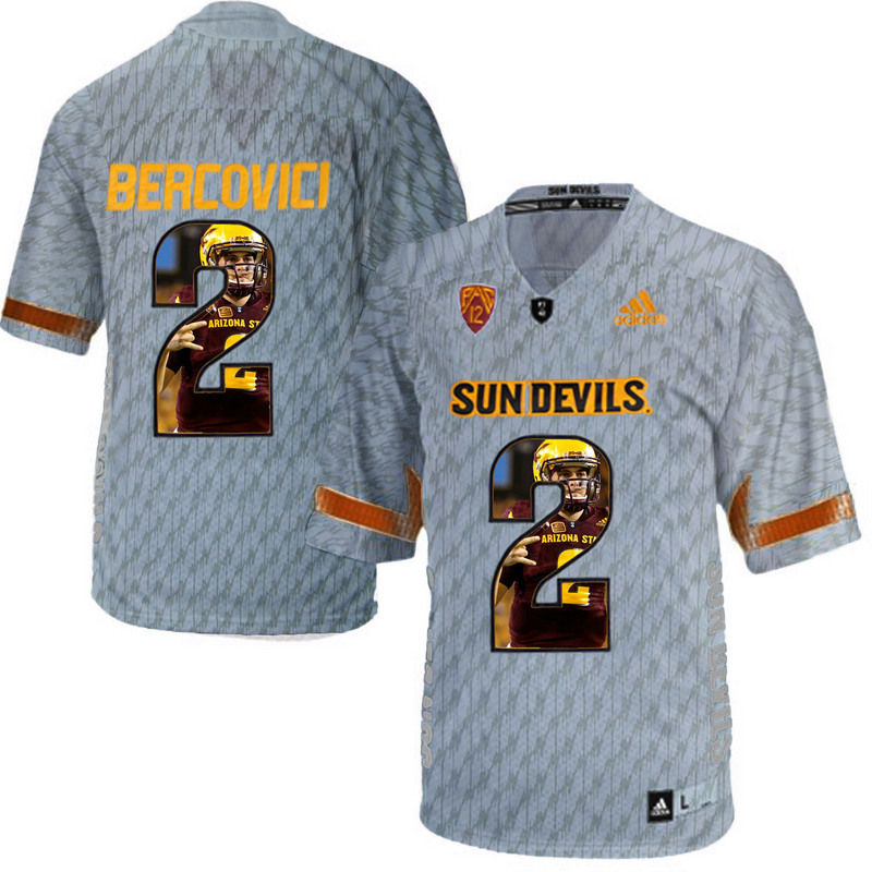 Arizona State Sun Devils 2 Mike Bercovici Gray Team Logo Print College Football Jersey11