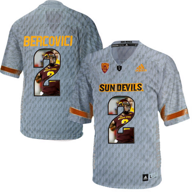 Arizona State Sun Devils 2 Mike Bercovici Gray Team Logo Print College Football Jersey13