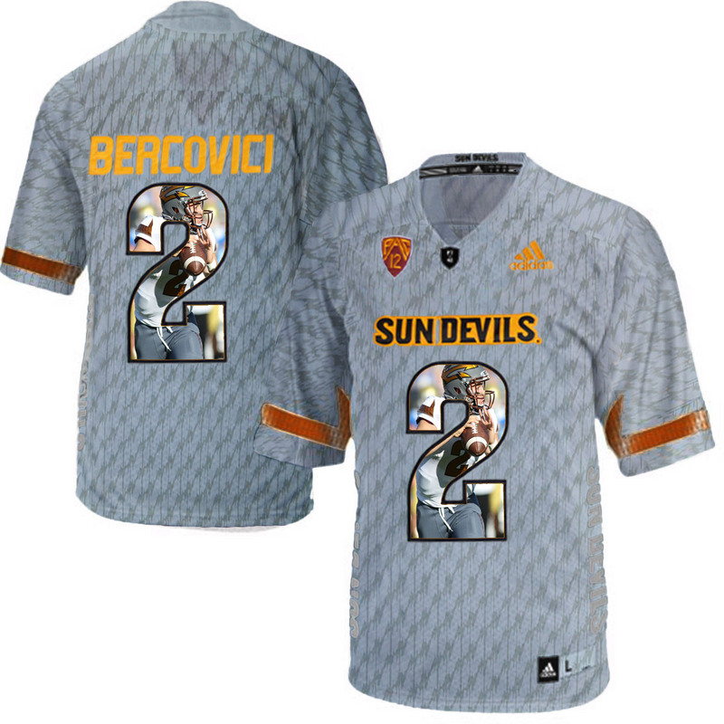 Arizona State Sun Devils 2 Mike Bercovici Gray Team Logo Print College Football Jersey14