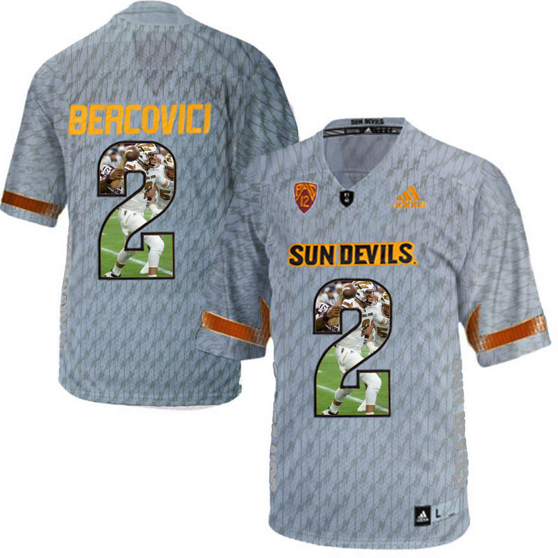 Arizona State Sun Devils 2 Mike Bercovici Gray Team Logo Print College Football Jersey16