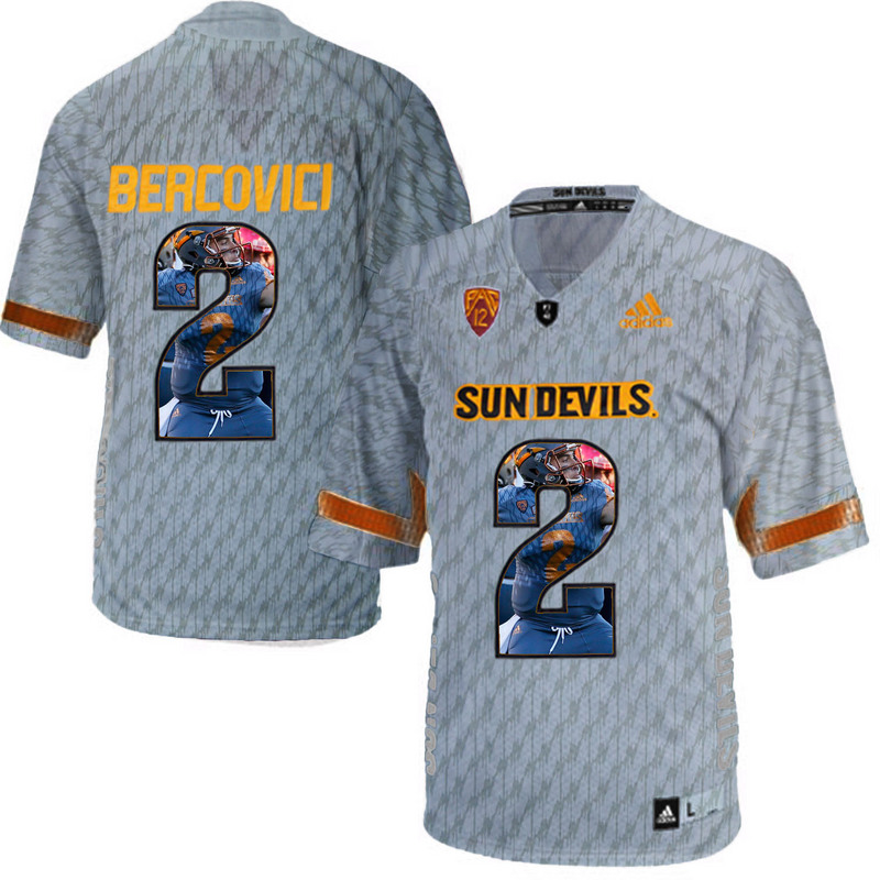 Arizona State Sun Devils 2 Mike Bercovici Gray Team Logo Print College Football Jersey17