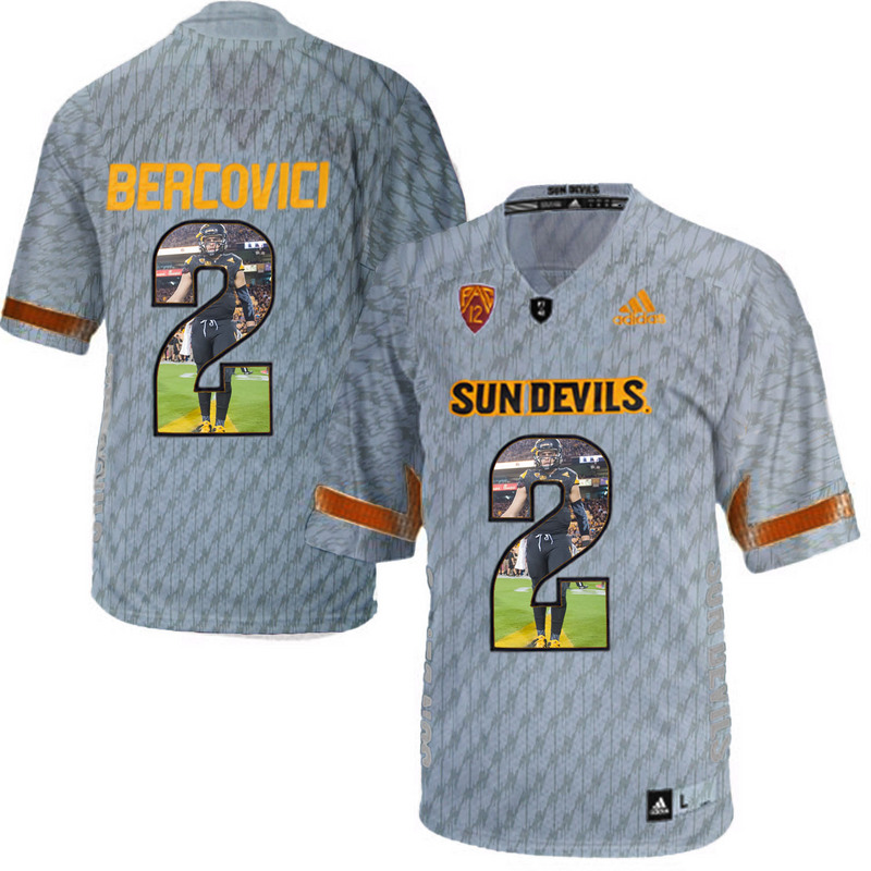 Arizona State Sun Devils 2 Mike Bercovici Gray Team Logo Print College Football Jersey2