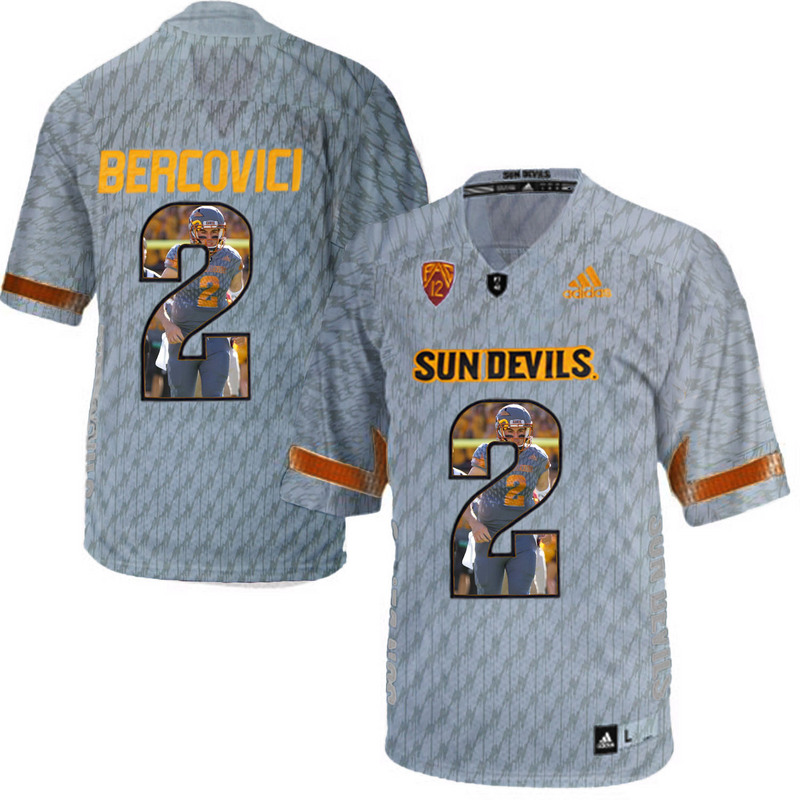 Arizona State Sun Devils 2 Mike Bercovici Gray Team Logo Print College Football Jersey3