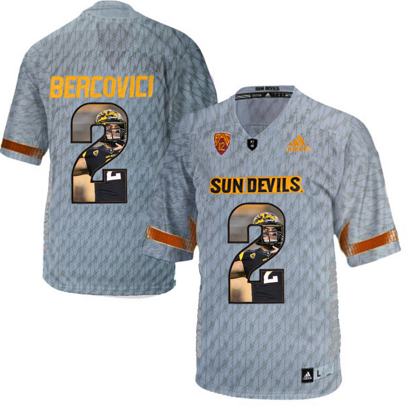Arizona State Sun Devils 2 Mike Bercovici Gray Team Logo Print College Football Jersey4