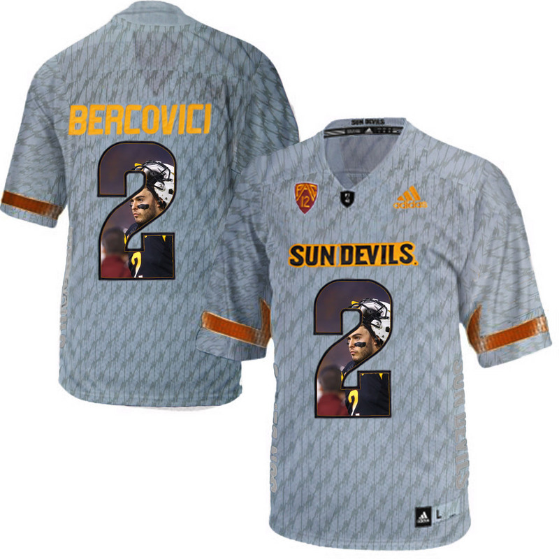 Arizona State Sun Devils 2 Mike Bercovici Gray Team Logo Print College Football Jersey5