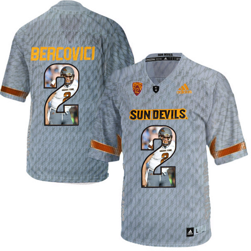 Arizona State Sun Devils 2 Mike Bercovici Gray Team Logo Print College Football Jersey6