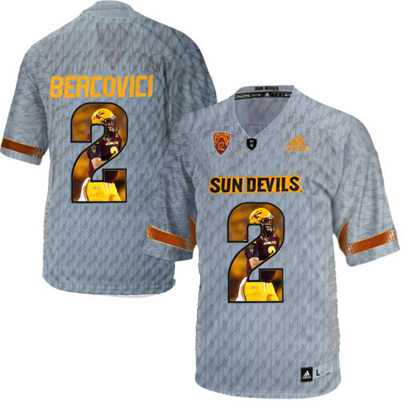 Arizona State Sun Devils 2 Mike Bercovici Gray Team Logo Print College Football Jersey8