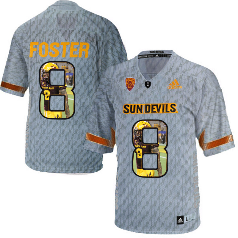 Arizona State Sun Devils 8 D.J. Foster Gray Team Logo Print College Football Jersey10