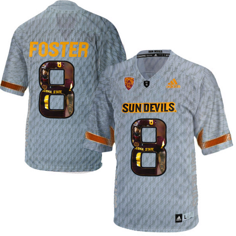 Arizona State Sun Devils 8 D.J. Foster Gray Team Logo Print College Football Jersey3