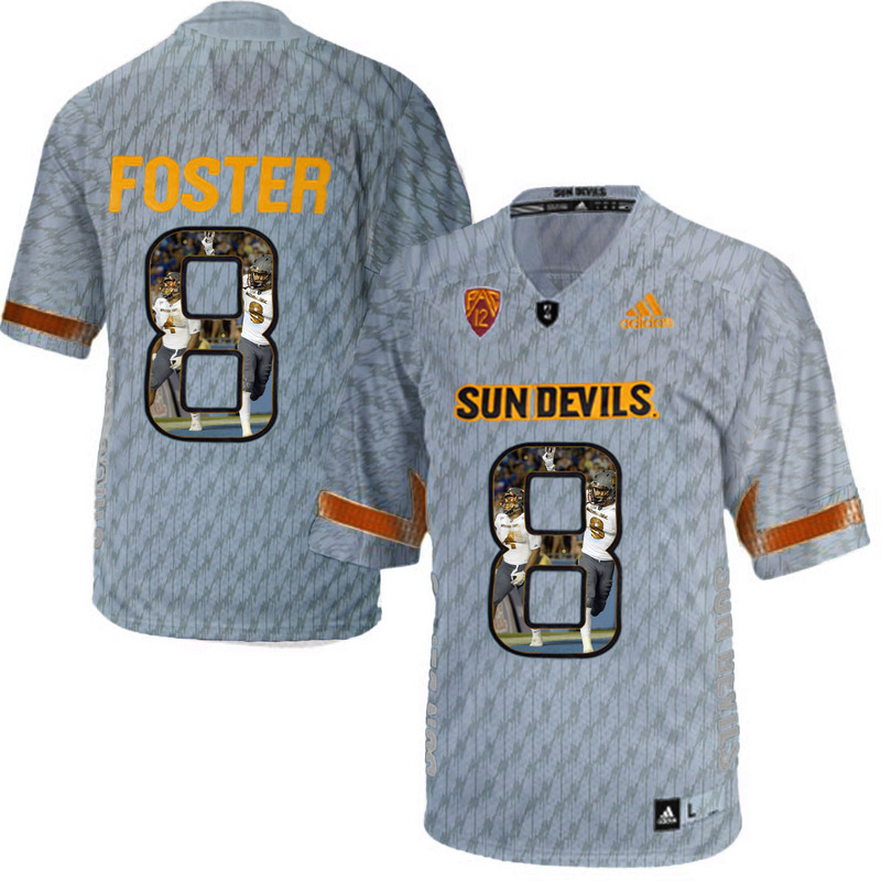 Arizona State Sun Devils 8 D.J. Foster Gray Team Logo Print College Football Jersey5