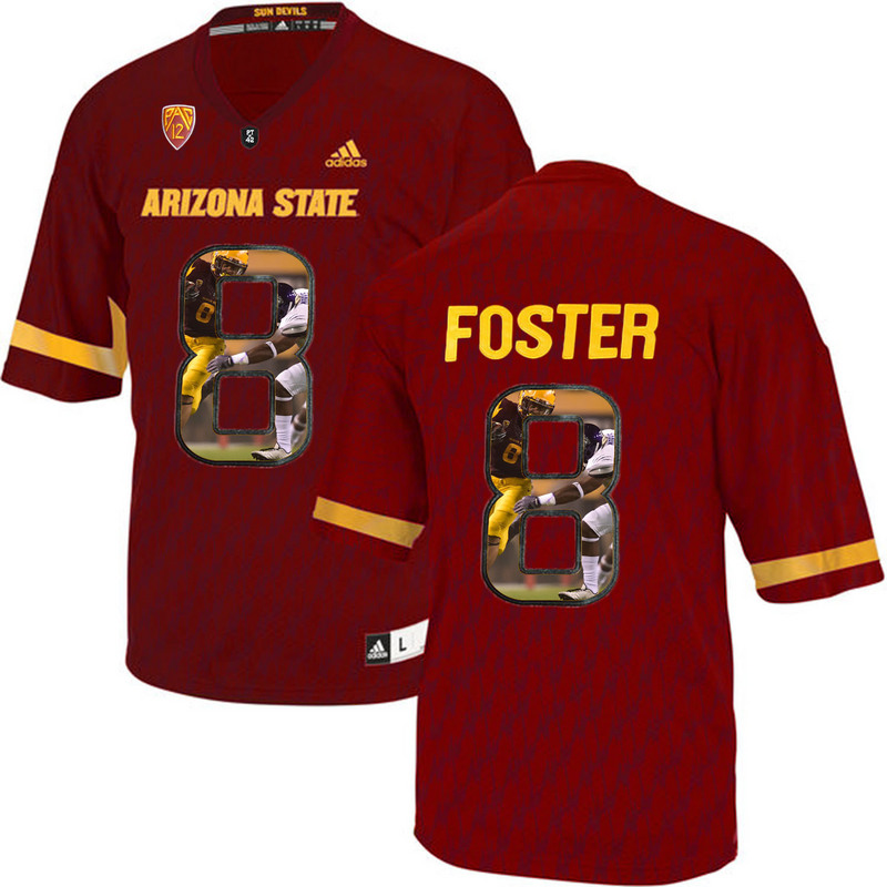 Arizona State Sun Devils 8 D.J. Foster Red Team Logo Print College Football Jersey