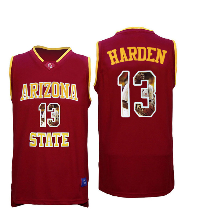 Arizona State Sun Devils 13 James Harden Red Team Logo Print College Basketball Jersey4