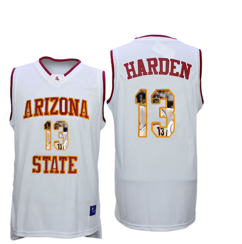 Arizona State Sun Devils 13 James Harden White Team Logo Print College Basketball Jersey3