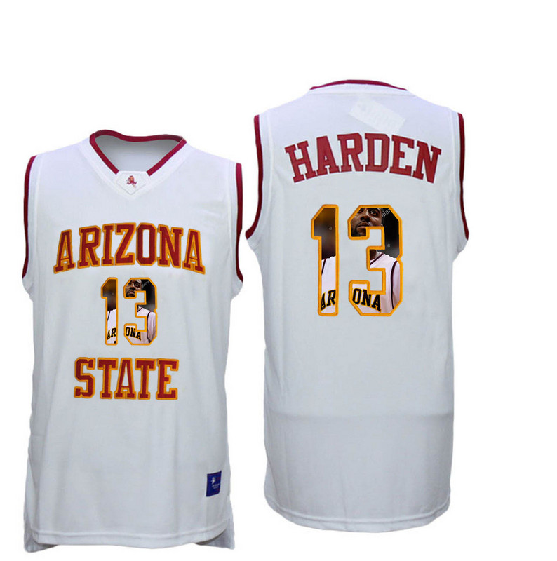 Arizona State Sun Devils 13 James Harden White Team Logo Print College Basketball Jersey4