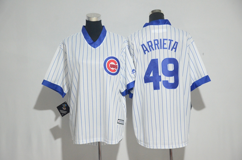 Cubs 49 Jake Arrieta White Youth Throwback Cool Base Jersey