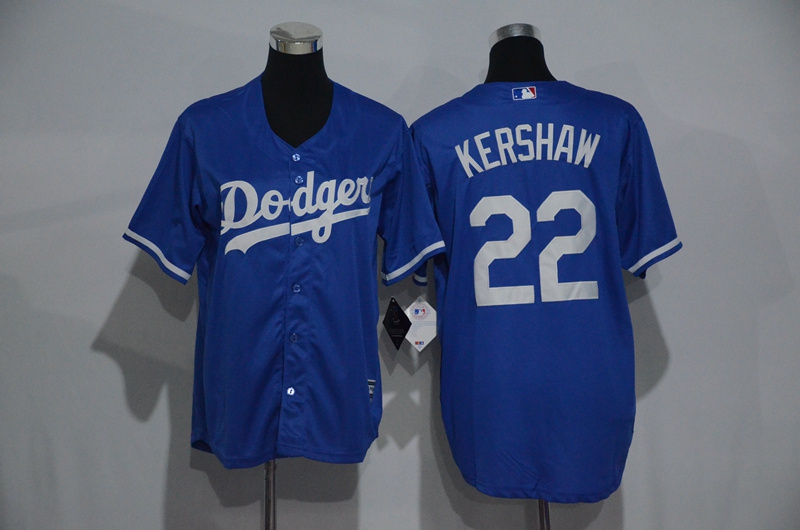 Dodgers 22 Clayton Kershaw Blue Youth Cool Base Jersey