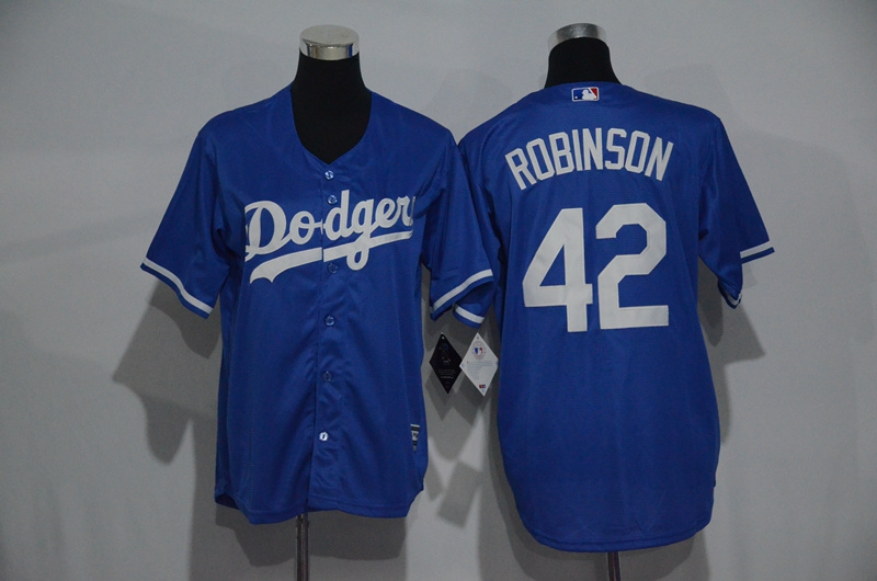 Dodgers 42 Jackie Robinson Blue Youth Cool Base Jersey