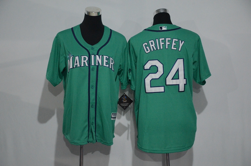 Mariners 24 Ken Griffey Jr. Green Youth Cool Base Jersey
