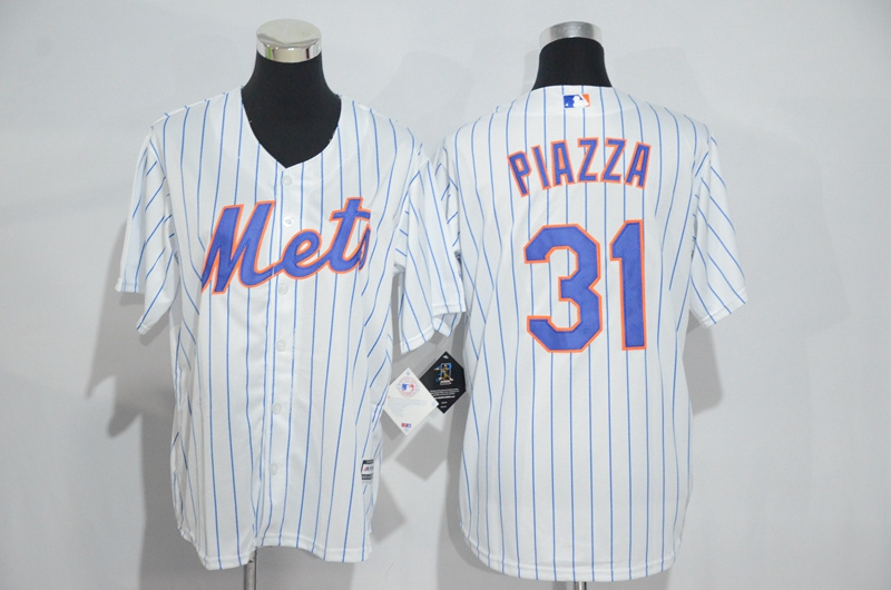 Mets 31 Mike Piazza White Youth Cool Base Jersey