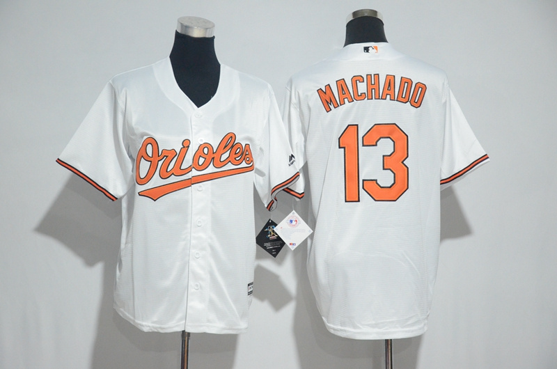 Orioles 13 Manny Machado White Youth Cool Base Jersey - Click Image to Close