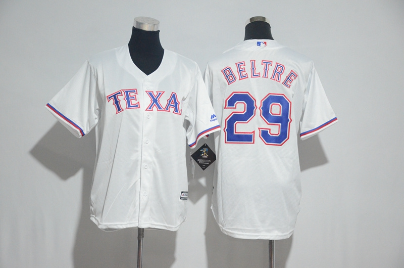 Rangers 29 Adrian Beltre White Youth Cool Base Jersey