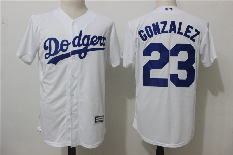 Dodgers 23 Adrian Gonzalez White Cool Base Jersey