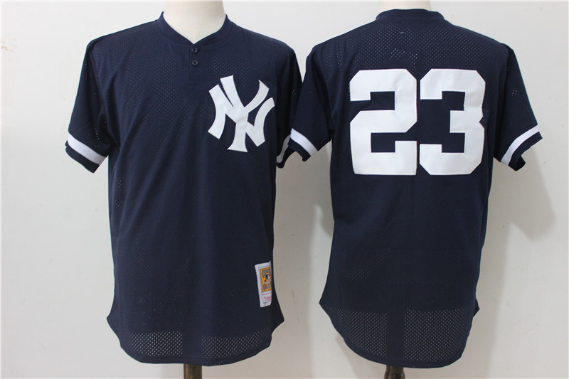 Yankees 23 Don Mattingly Navy Cooperstown Collection Mesh Batting Practice Jersey - Click Image to Close