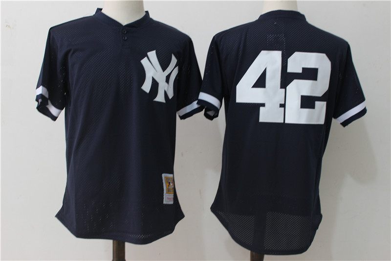 Yankees 42 Mariano Rivera Navy Cooperstown Collection Mesh Batting Practice Jersey - Click Image to Close