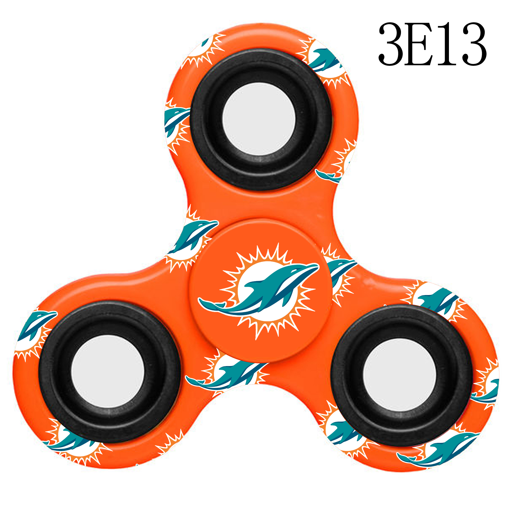 Dolphins Multi-Logo Orange 3 Way Fidget Spinner