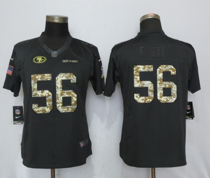 Nike 49ers 56 Reuben Foster Anthracite Women Salute to Service Limited Jersey