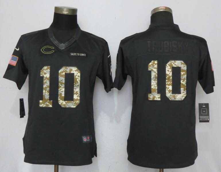 Nike Bears 10 Mitchell Trubisky Anthracite Women Salute to Service Limited Jersey