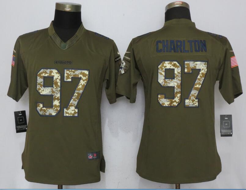 Nike Cowboys 97 Taco Charlton Green Women Salute to Service Limited Jersey
