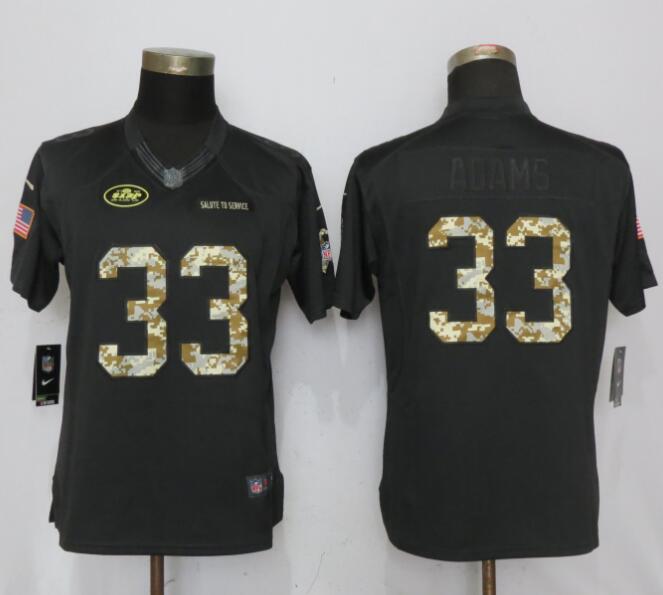 Nike Jets 33 Jamal Adams Anthracite Women Salute to Service Limited Jersey