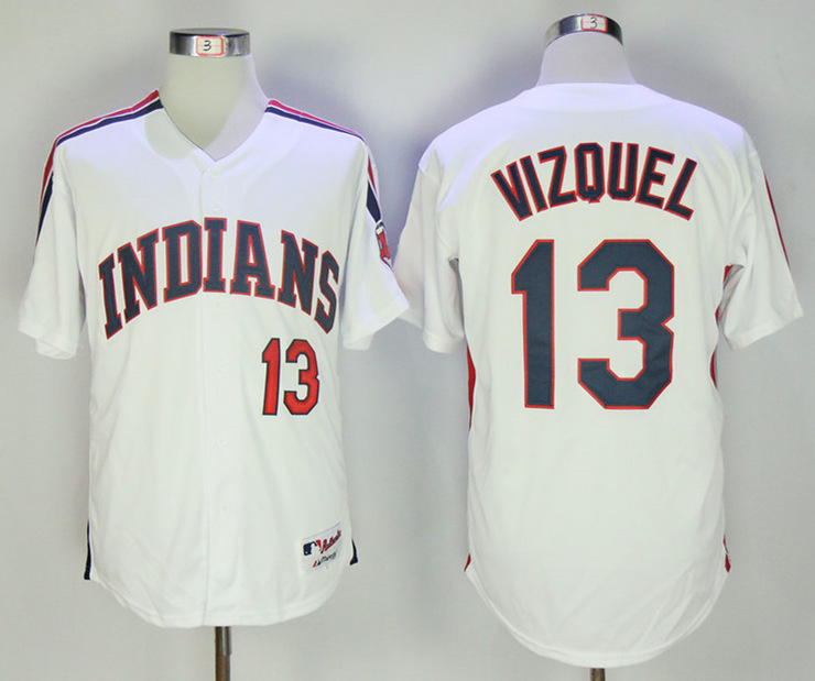 Indians 13 Omar Vizquel White Turn Back The Clock Jersey - Click Image to Close