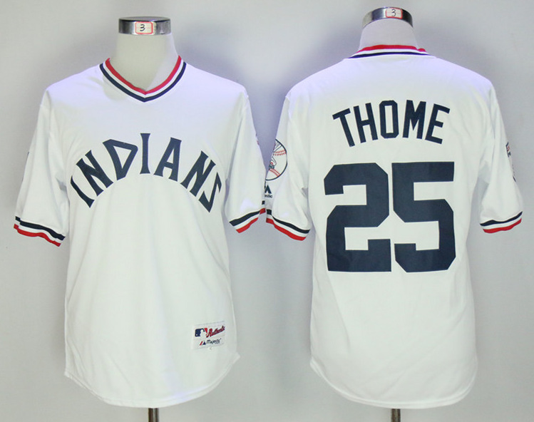 Indians 25 Jim Thome White Throwback Jersey - Click Image to Close