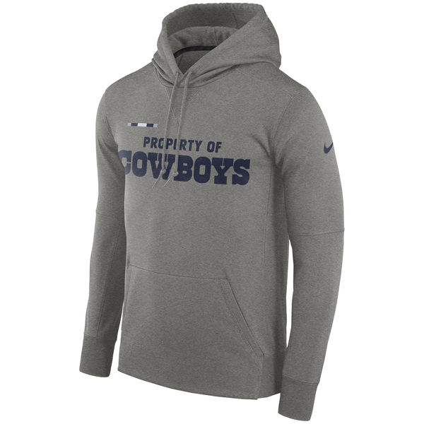 Dallas Cowboys Nike Property Of Performance Pullover Hoodie Heathered Gray - Click Image to Close