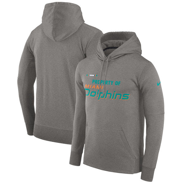 Miami Dolphins Nike Property Of Performance Pullover Hoodie Heathered Gray
