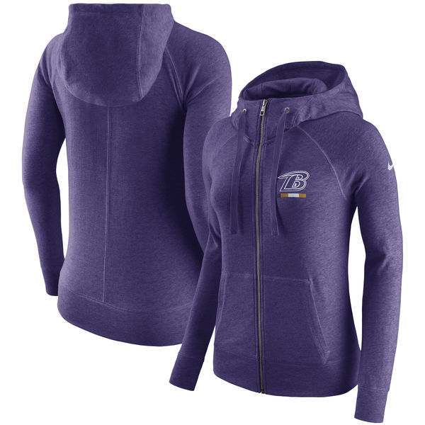 Baltimore Ravens Nike Women's Gym Vintage Full Zip Hoodie Purple - Click Image to Close